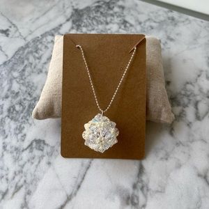 Crystal and Mini Pearl Pendant and Silver Chain